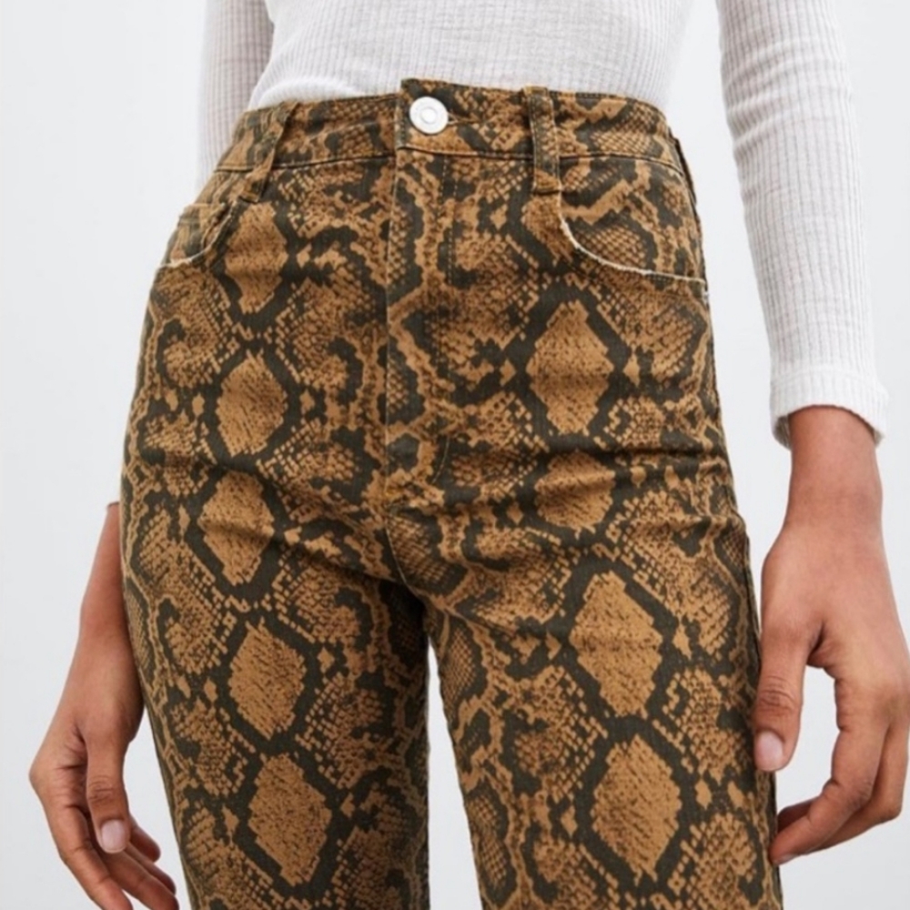 Zara Snakeskin print High-rise Skinny Jeans